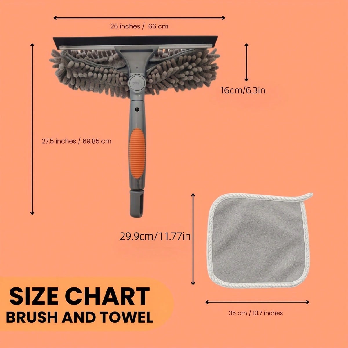 4-Piece Car And Home Cleaning Tool Set, 2-In-1 Double-Sided Brush + 3 Absorbent Towels, No Scratches Or Residue On Glass, Tiles, And Car Body Surfaces, Car Cleaning Supplies And Products, Car Wash Kit