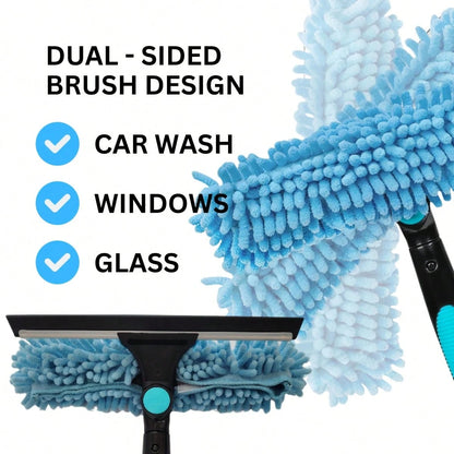 4-Piece Car And Home Cleaning Tool Set, 2-In-1 Double-Sided Brush + 3 Absorbent Towels, No Scratches Or Residue On Glass, Tiles, And Car Body Surfaces, Car Cleaning Supplies And Products, Car Wash Kit