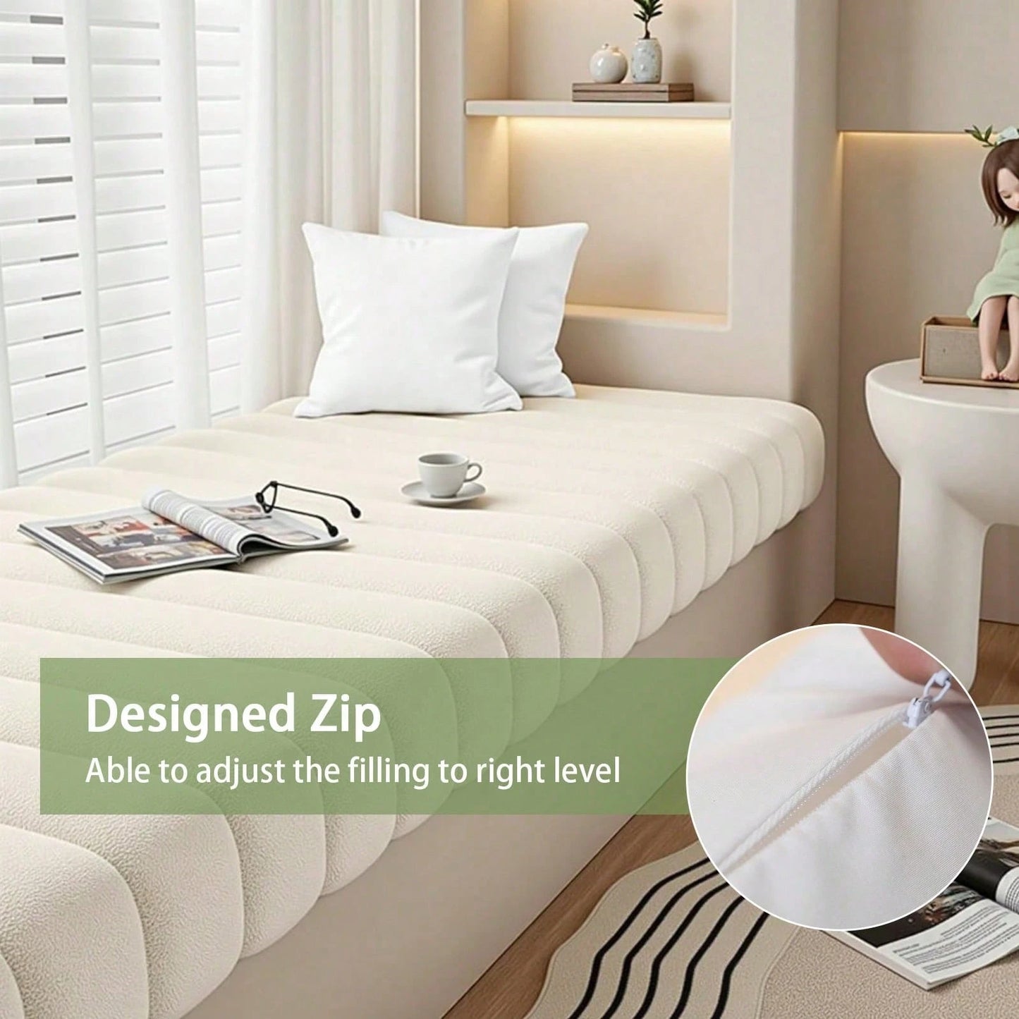 4-Piece Set White Square Stuffed Pillow Inserts, Soft And Fluffy, Hypoallergenic 100% Fiber Pillow Core, Machine Washable, Suitable For Living Room, Bedroom, Sofa, Office, Minimalist And Fashionable H