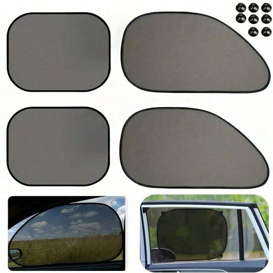4 Pieces Car Curtain Set Including 4 Side Block Sun Visors And 8 Suction Cups, [Summer Must-Have] Car Sun Shield Accessories Interior Sun Protection And Cooling, Suitable For All Cars