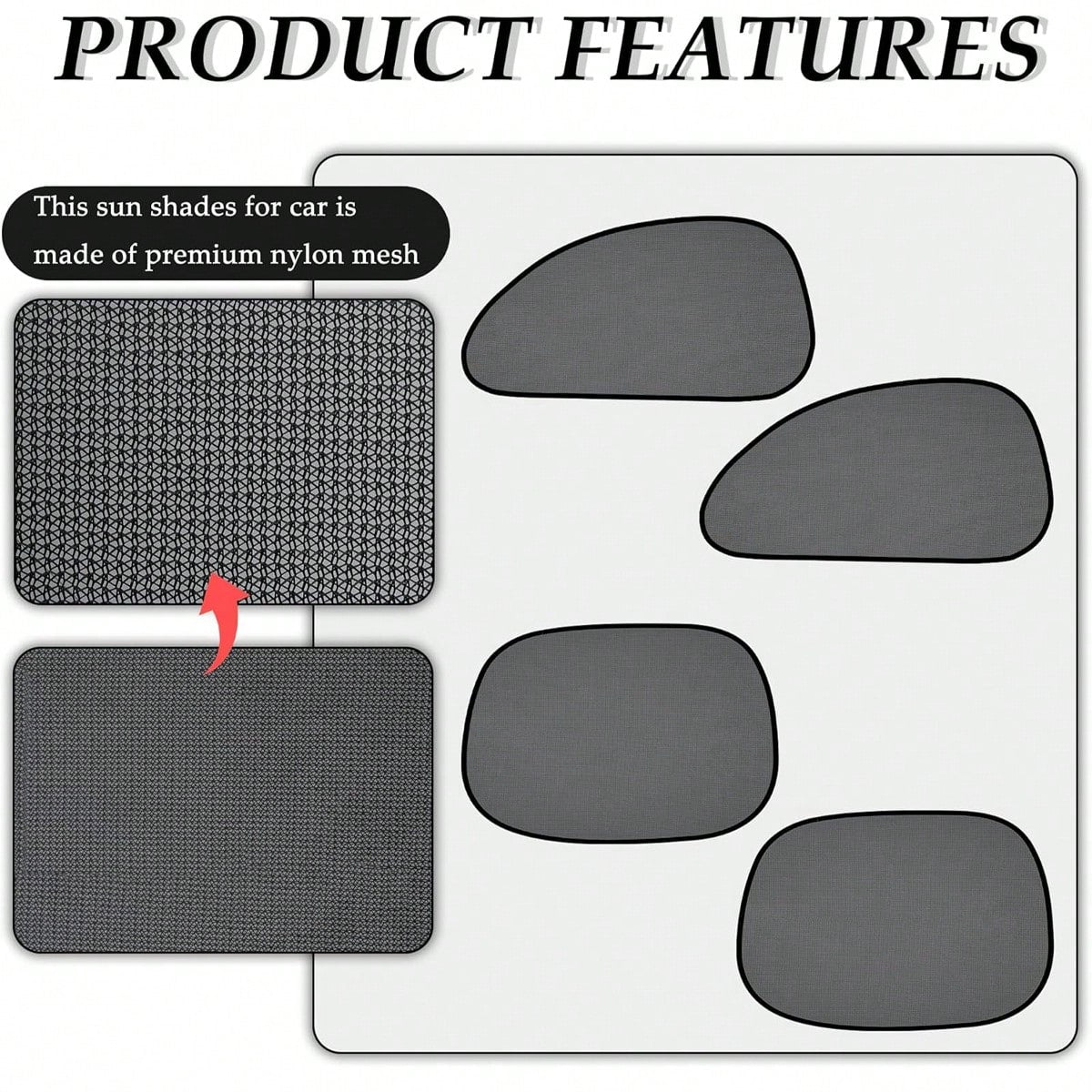 4 Pieces Car Curtain Set Including 4 Side Block Sun Visors And 8 Suction Cups, [Summer Must-Have] Car Sun Shield Accessories Interior Sun Protection And Cooling, Suitable For All Cars