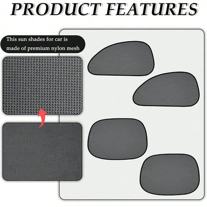 4 Pieces Car Curtain Set Including 4 Side Block Sun Visors And 8 Suction Cups, [Summer Must-Have] Car Sun Shield Accessories Interior Sun Protection And Cooling, Suitable For All Cars