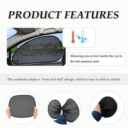 4 Pieces Car Curtain Set Including 4 Side Block Sun Visors And 8 Suction Cups, [Summer Must-Have] Car Sun Shield Accessories Interior Sun Protection And Cooling, Suitable For All Cars