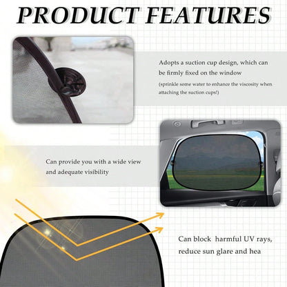 4 Pieces Car Curtain Set Including 4 Side Block Sun Visors And 8 Suction Cups, [Summer Must-Have] Car Sun Shield Accessories Interior Sun Protection And Cooling, Suitable For All Cars