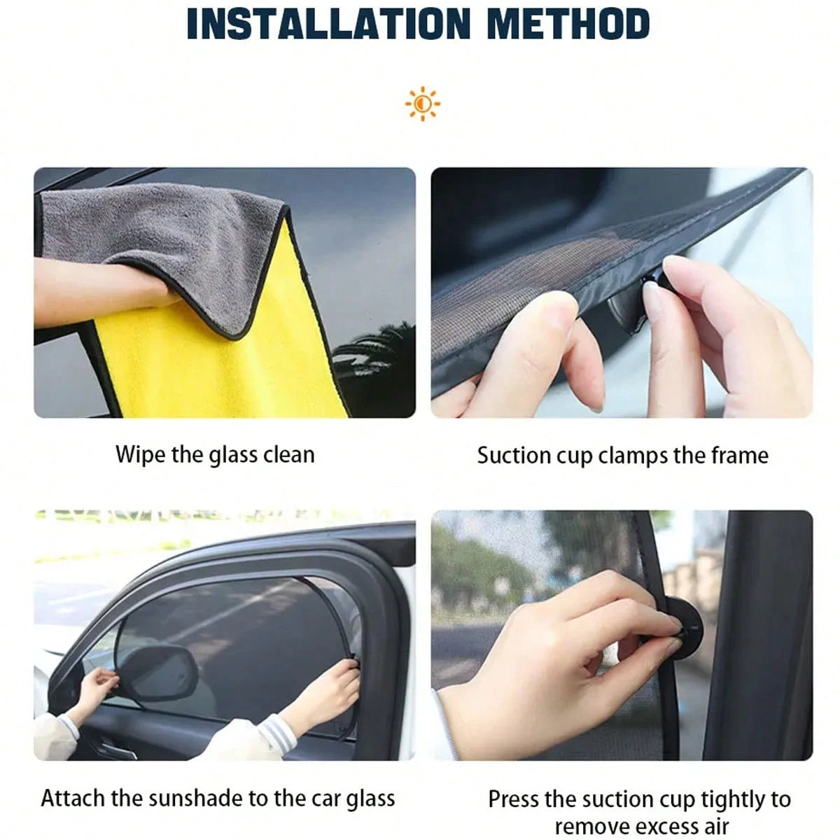 4 Pieces Car Curtain Set Including 4 Side Block Sun Visors And 8 Suction Cups, [Summer Must-Have] Car Sun Shield Accessories Interior Sun Protection And Cooling, Suitable For All Cars