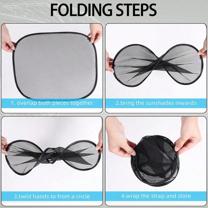 4 Pieces Car Curtain Set Including 4 Side Block Sun Visors And 8 Suction Cups, [Summer Must-Have] Car Sun Shield Accessories Interior Sun Protection And Cooling, Suitable For All Cars