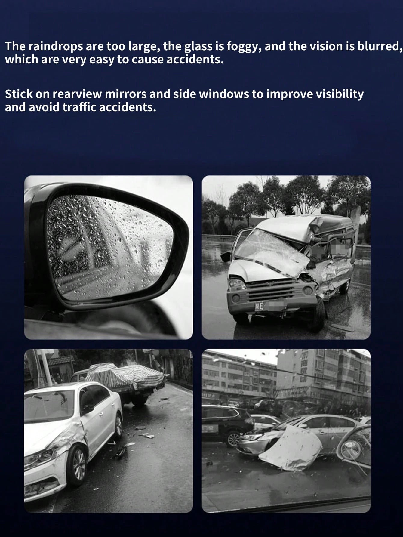 4 Pieces Of Car Rainproof Transparent Film, Rearview Mirror Lens Protection Nozzle, Waterproof Film, Car Sticker Accessories, Anti Glare, Anti Rain, Anti Fog Glass Windows, Rainy Day Film, Hydrophobic