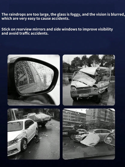 4 Pieces Of Car Rainproof Transparent Film, Rearview Mirror Lens Protection Nozzle, Waterproof Film, Car Sticker Accessories, Anti Glare, Anti Rain, Anti Fog Glass Windows, Rainy Day Film, Hydrophobic