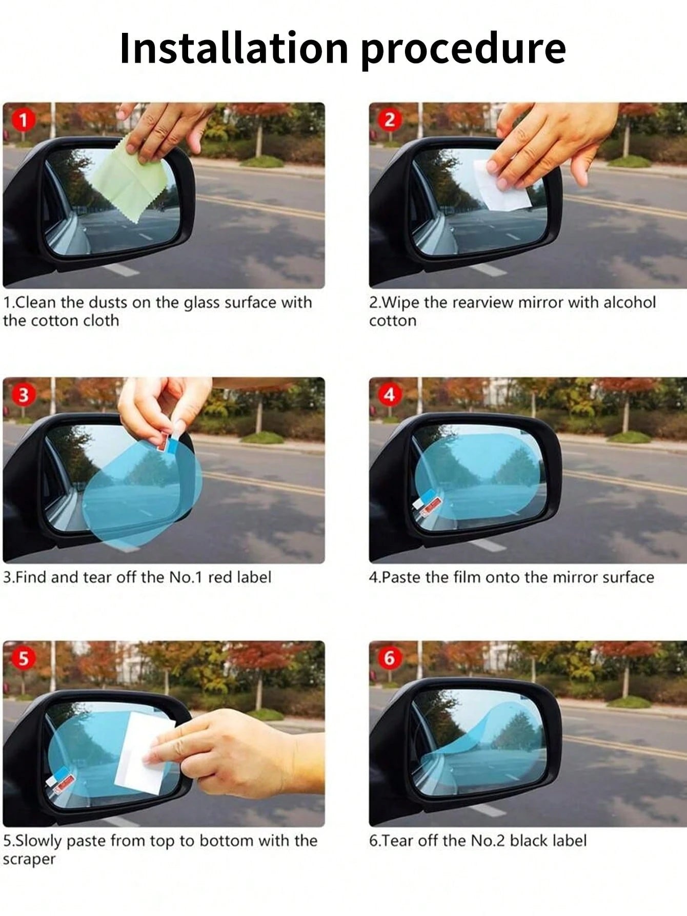 4 Pieces Of Car Rainproof Transparent Film, Rearview Mirror Lens Protection Nozzle, Waterproof Film, Car Sticker Accessories, Anti Glare, Anti Rain, Anti Fog Glass Windows, Rainy Day Film, Hydrophobic