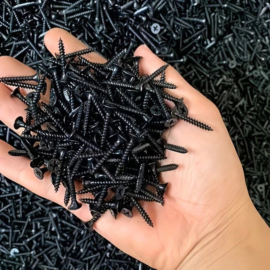 400pcs Black Cross Self-Tapping Screws Mixed Set, Woodworking Screws, Drywall Screws, Gypsum Board Screws, Hardened Self-Tapping Screws, Home Decor Screws