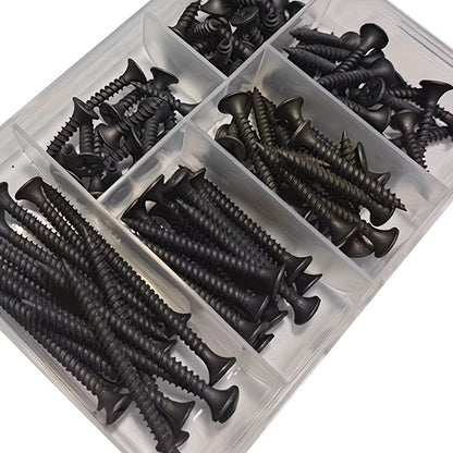 400pcs Black Cross Self-Tapping Screws Mixed Set, Woodworking Screws, Drywall Screws, Gypsum Board Screws, Hardened Self-Tapping Screws, Home Decor Screws