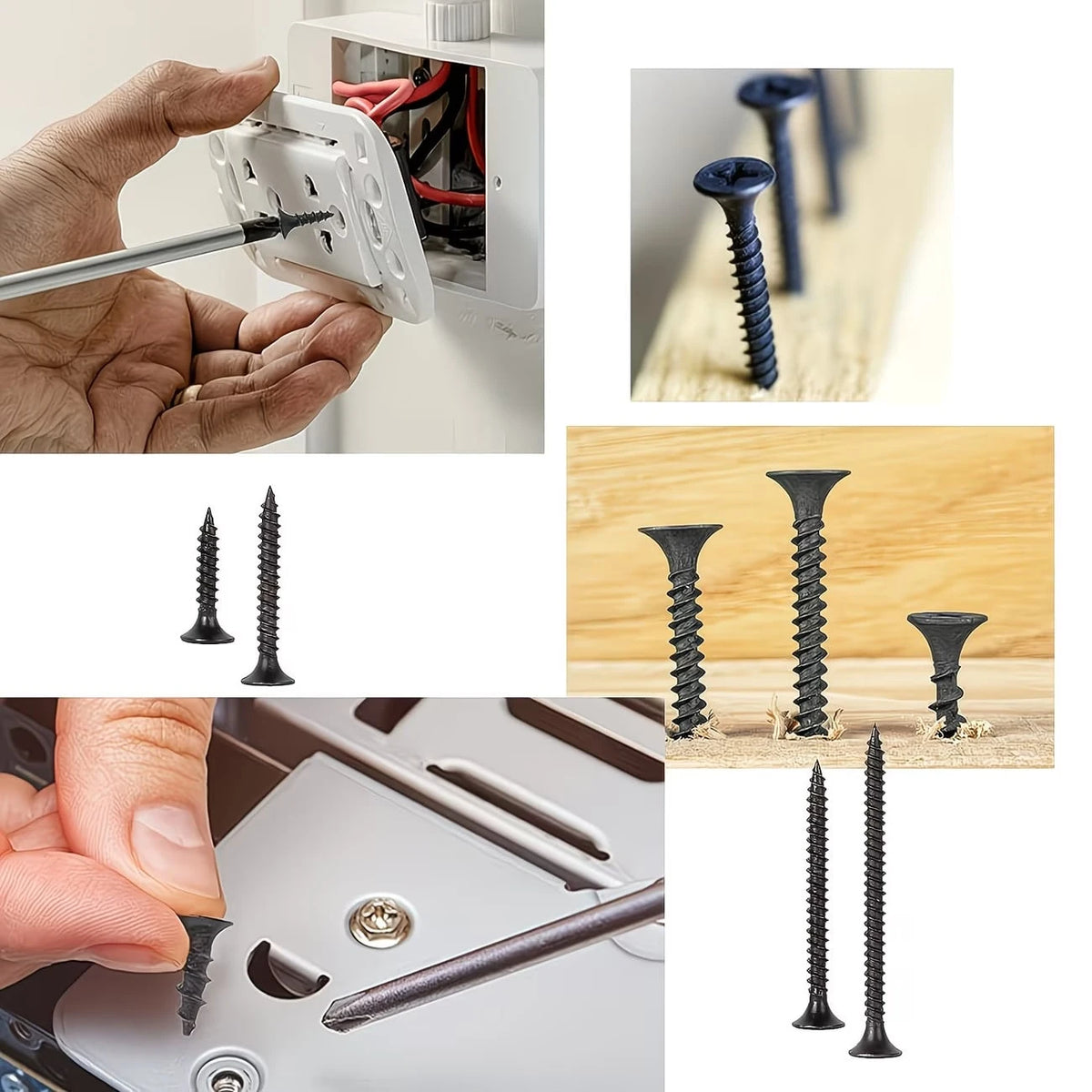 400pcs Black Cross Self-Tapping Screws Mixed Set, Woodworking Screws, Drywall Screws, Gypsum Board Screws, Hardened Self-Tapping Screws, Home Decor Screws