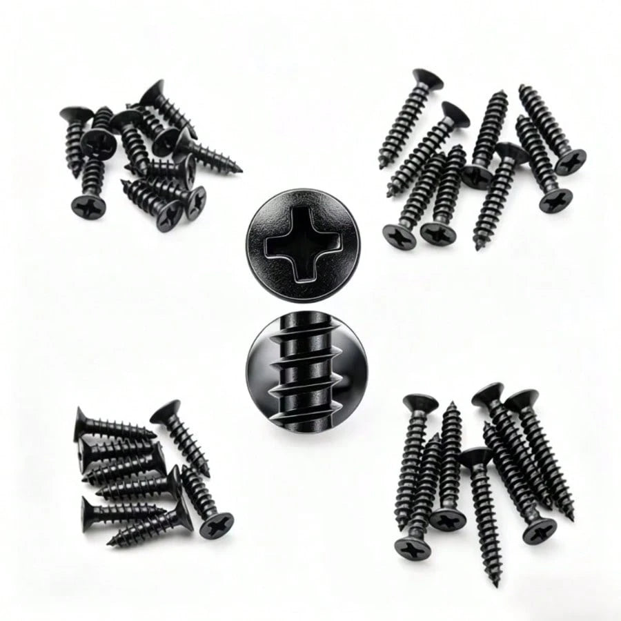 400pcs Black Cross Self-Tapping Screws Mixed Set, Woodworking Screws, Drywall Screws, Gypsum Board Screws, Hardened Self-Tapping Screws, Home Decor Screws