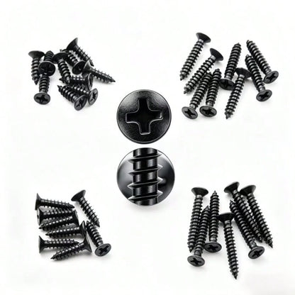 400pcs Black Cross Self-Tapping Screws Mixed Set, Woodworking Screws, Drywall Screws, Gypsum Board Screws, Hardened Self-Tapping Screws, Home Decor Screws