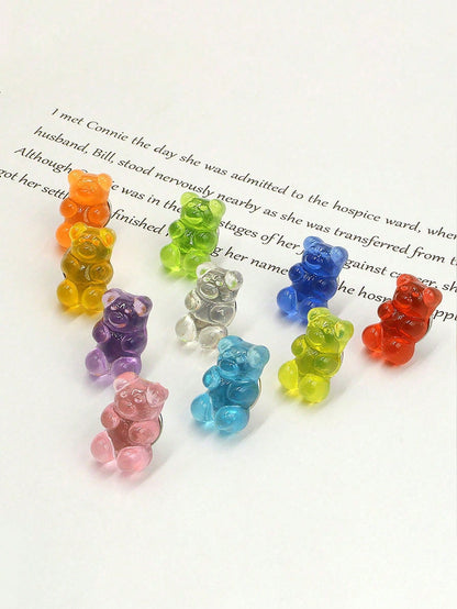 40pcs Mixed Color Cute Cartoon Resin Teddy Bear Push Pins, Suitable For Cork Board, Photo Wall, Decorative Map, School, Home And Office Supplies