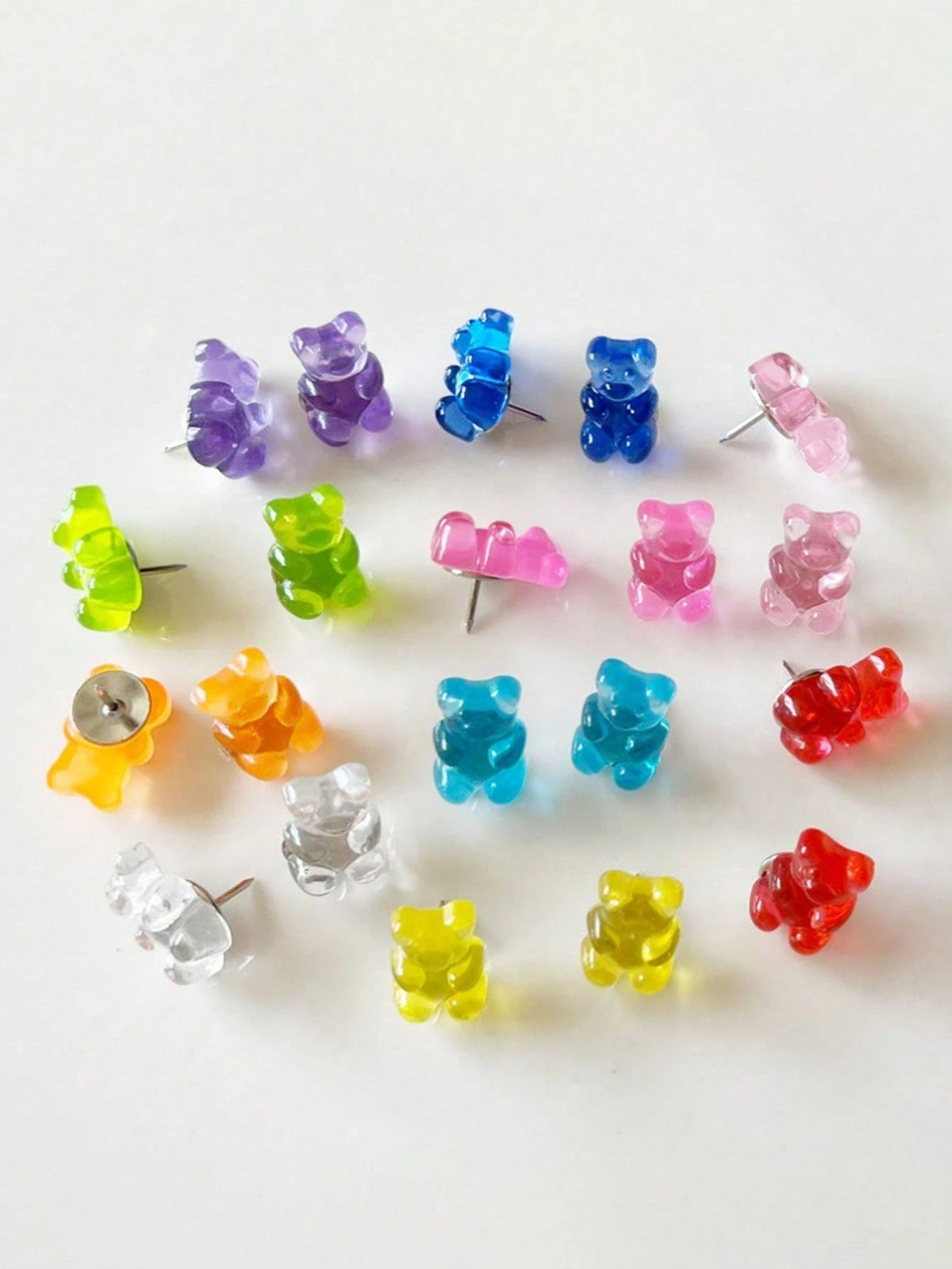 40pcs Mixed Color Cute Cartoon Resin Teddy Bear Push Pins, Suitable For Cork Board, Photo Wall, Decorative Map, School, Home And Office Supplies