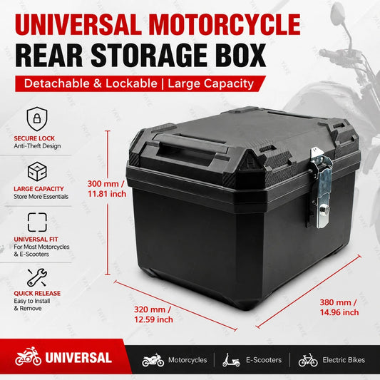 44L Waterproof Motorcycle Tail Box With Security Lock, Suitable For Helmet And Luggage Storage, Also Applicable As Helmet Box