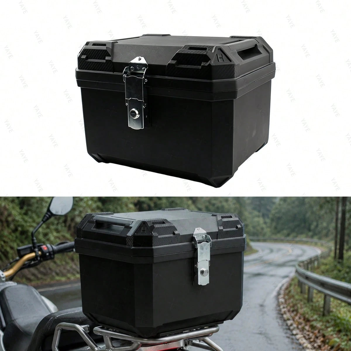 44L Waterproof Motorcycle Tail Box With Security Lock, Suitable For Helmet And Luggage Storage, Also Applicable As Helmet Box