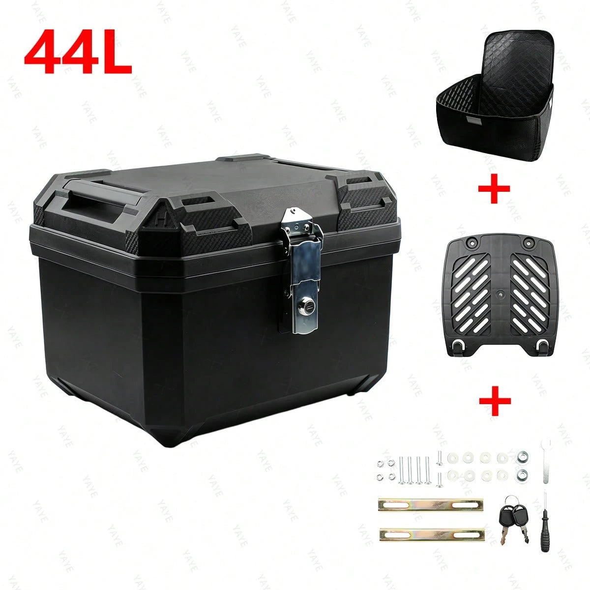 44L Waterproof Motorcycle Tail Box With Security Lock, Suitable For Helmet And Luggage Storage, Also Applicable As Helmet Box