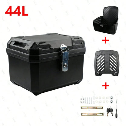 44L Waterproof Motorcycle Tail Box With Security Lock, Suitable For Helmet And Luggage Storage, Also Applicable As Helmet Box