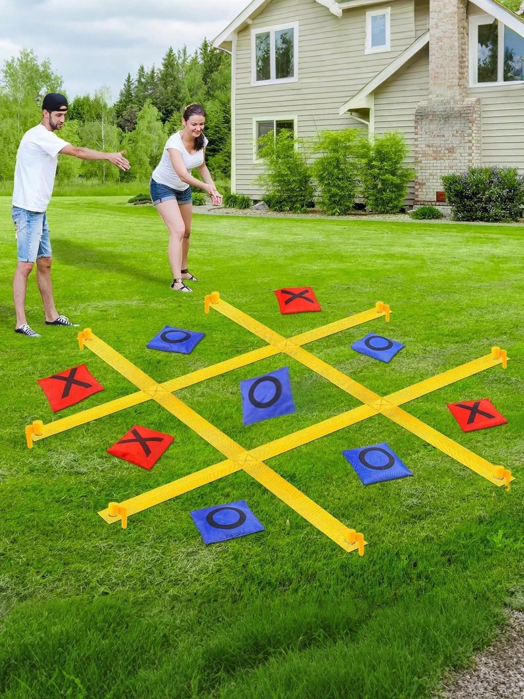 47 Inch Giant Bean Bag Toss Tic Tac Toe Game, Suitable For Backyard, Camping, Lawn And Other Outdoor Use, An Interesting Family Outdoor Game, Portable Garden Game, Highly Popular