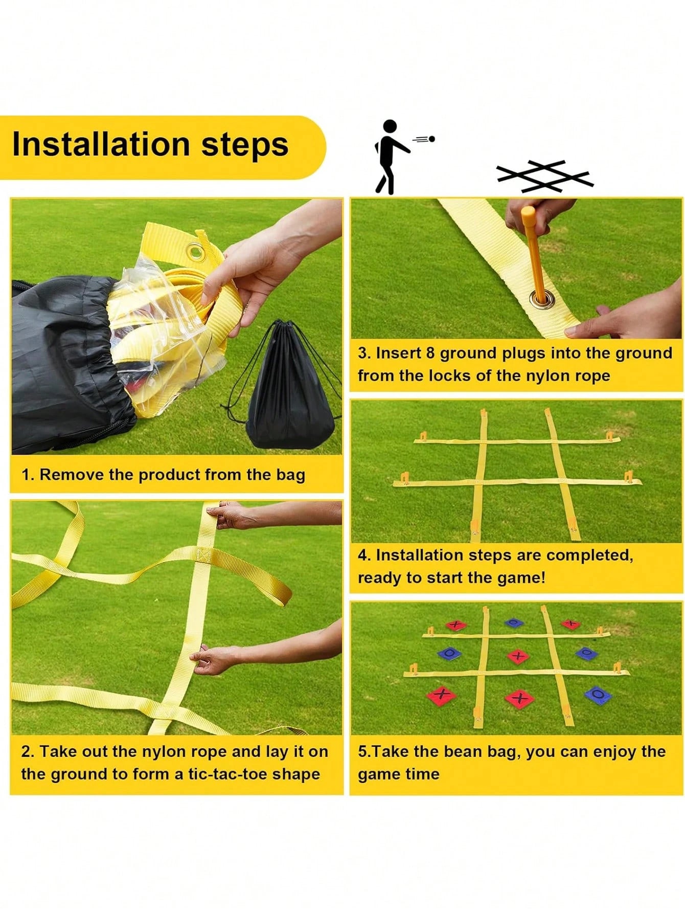 47 Inch Giant Bean Bag Toss Tic Tac Toe Game, Suitable For Backyard, Camping, Lawn And Other Outdoor Use, An Interesting Family Outdoor Game, Portable Garden Game, Highly Popular