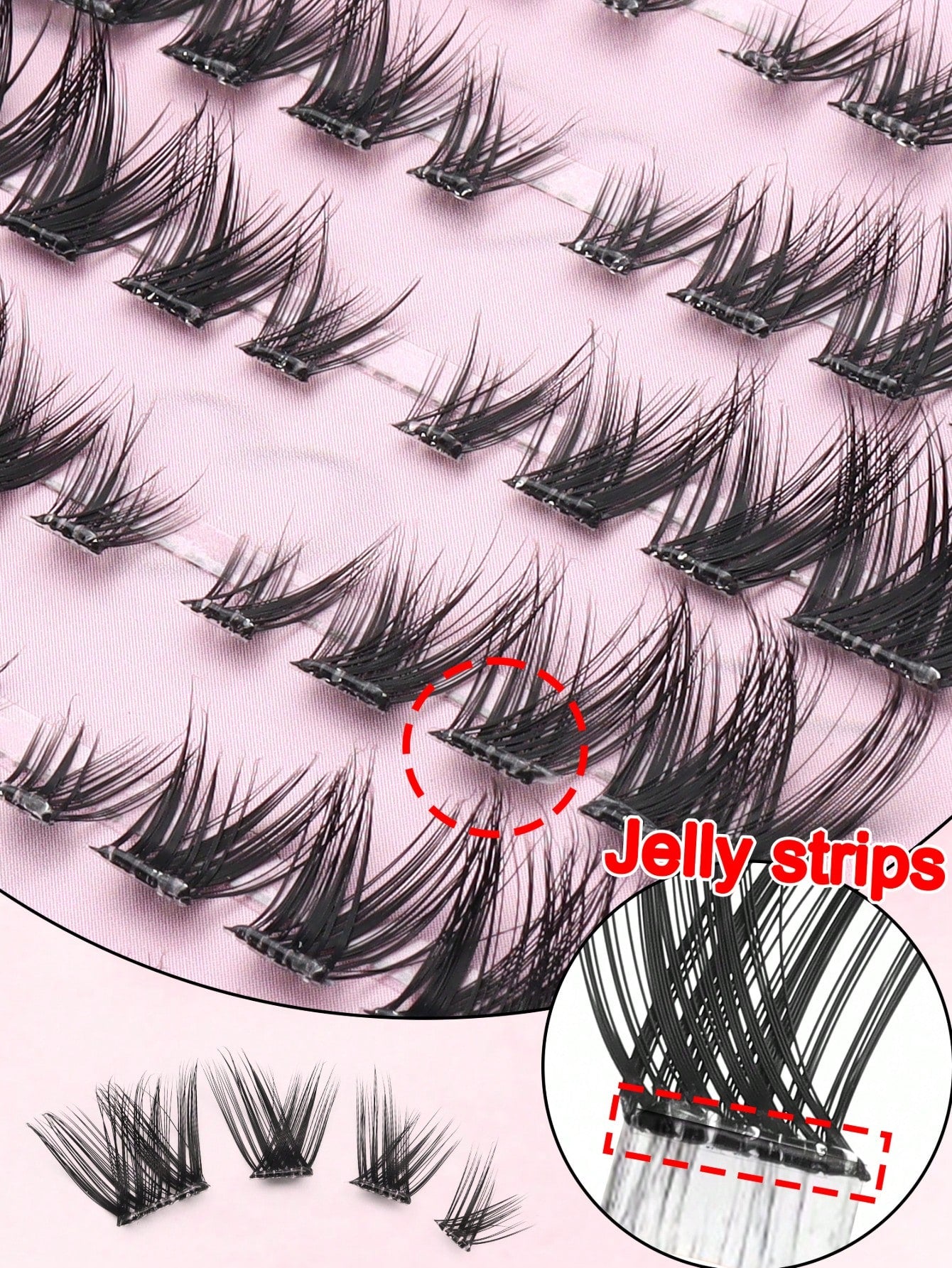 48 Clusters Glue-Free Self-Adhesive Slanted Lash Extensions, Fine Fluffy Black Hair Tips Arranged In Natural Angled Layers, Lightweight Segmented Bands For Quick Wear, Perfect For Club Night Partiesan