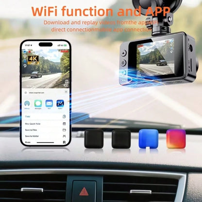4K Dual Channel Dash Cam Front And Rear| 4K UHD Front + 1080P Rear Car DVR With WiFi & App Control, Super Night Vision, G-Sensor, 24H Parking Mode, Motion Detection| Ideal For Cars, SUVs, Taxis
