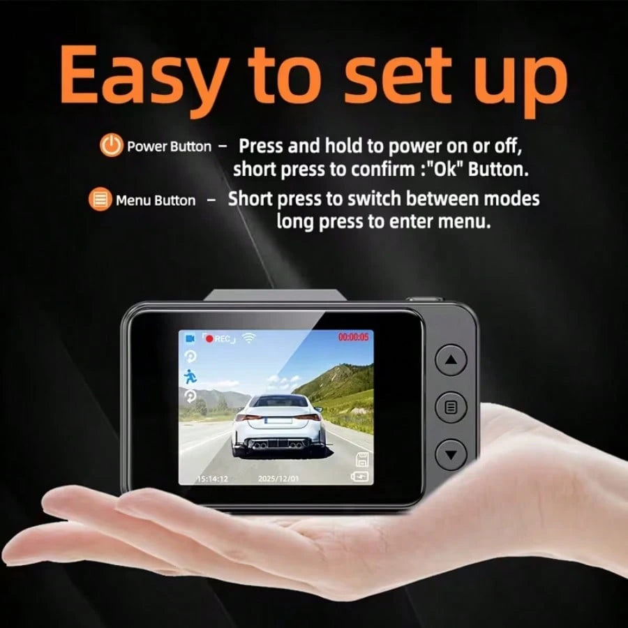 4K Dual Channel Dash Cam Front And Rear| 4K UHD Front + 1080P Rear Car DVR With WiFi & App Control, Super Night Vision, G-Sensor, 24H Parking Mode, Motion Detection| Ideal For Cars, SUVs, Taxis