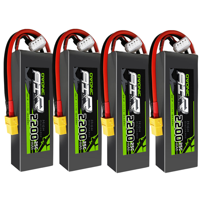 4×Ovonic 2200mAh 25C 3S1P 11.1V Lipo Battery with XT60 for RC Car & Trunk RC aircraft & Helicopters Freewing Dynam 1100mm-1500mm Plane