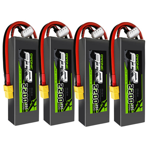 4×Ovonic 2200mAh 25C 3S1P 11.1V Lipo Battery with XT60 for RC Car & Trunk RC aircraft & Helicopters Freewing Dynam 1100mm-1500mm Plane