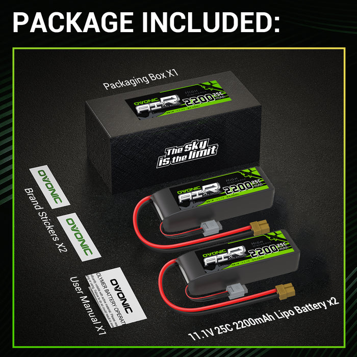 4×Ovonic 2200mAh 25C 3S1P 11.1V Lipo Battery with XT60 for RC Car & Trunk RC aircraft & Helicopters Freewing Dynam 1100mm-1500mm Plane