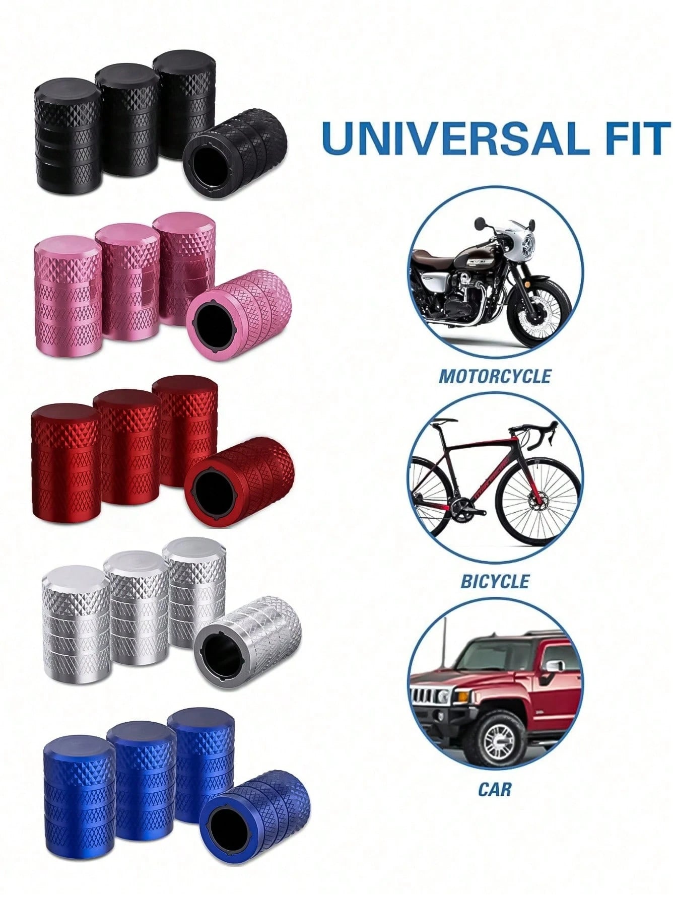 4pcs/2 Packs Anodized Aluminum Tire Valve Stem Caps, Corrosion Resistant, Universal Fit For Cars, Trucks, Motorcycles, SUVs And Bicycles