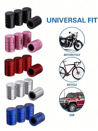 4pcs/2 Packs Anodized Aluminum Tire Valve Stem Caps, Corrosion Resistant, Universal Fit For Cars, Trucks, Motorcycles, SUVs And Bicycles