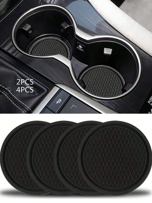 4pcs/2pcs Car Cup Holder Coasters, Auto Accessories, Car Supplies, Women's Car Accessories, Car, Car Decor, Car Cup Holder Pad, Non-Slip Cup Holder Embedded Decorative Coasters, Car Interior Accessori