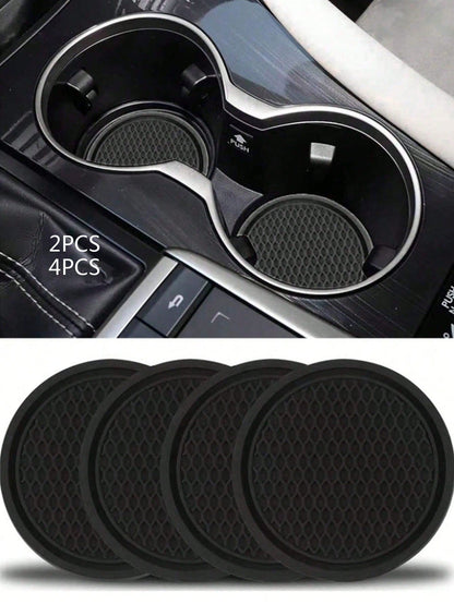 4pcs/2pcs Car Cup Holder Coasters, Auto Accessories, Car Supplies, Women's Car Accessories, Car, Car Decor, Car Cup Holder Pad, Non-Slip Cup Holder Embedded Decorative Coasters, Car Interior Accessori