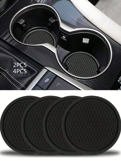 4pcs/2pcs Car Cup Holder Coasters, Auto Accessories, Car Supplies, Women's Car Accessories, Car, Car Decor, Car Cup Holder Pad, Non-Slip Cup Holder Embedded Decorative Coasters, Car Interior Accessori