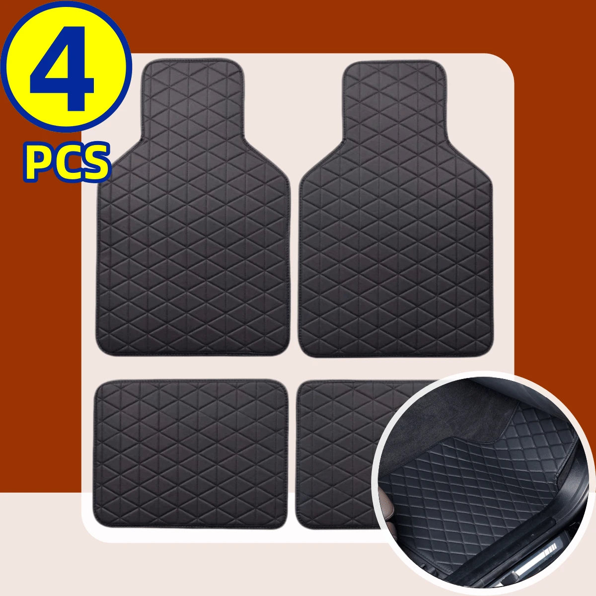 4PCS All-Weather Universal Fit Waterproof Car Floor Mats With PVC Anti-Slip Protection, Enhanced Safety & Easy To Wash