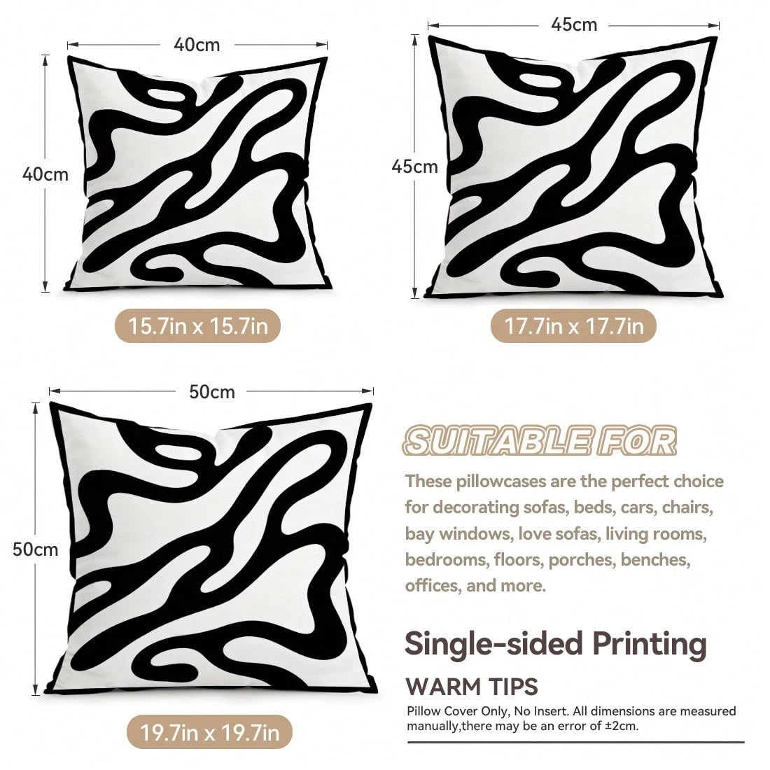 4pcs Black And White Abstract Line Pattern Pillow Covers, Single-Sided Printed Pillow Covers, Suitable For Living Room, Bedroom, Home Decor, All-Season Pillow Covers