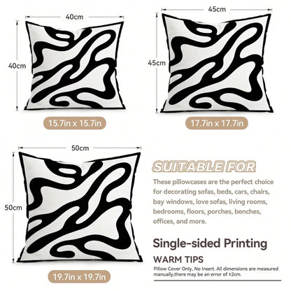 4pcs Black And White Abstract Line Pattern Pillow Covers, Single-Sided Printed Pillow Covers, Suitable For Living Room, Bedroom, Home Decor, All-Season Pillow Covers