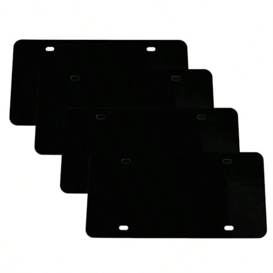 4PCS Black Blank Metal License Plate Blanks, 12"X6" Aluminum Alloy Automotive Plates, Automotive Sublimation License Plates For Custom Design Work DIY Projects