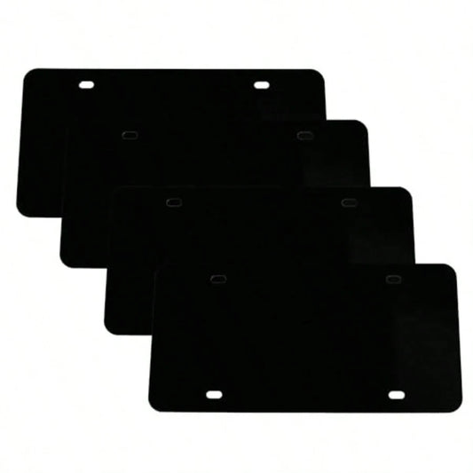 4PCS Black Blank Metal License Plate Blanks, 12"X6" Aluminum Alloy Automotive Plates, Automotive Sublimation License Plates For Custom Design Work DIY Projects