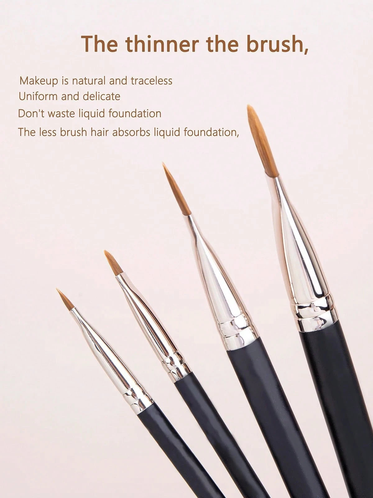 4pcs Black Handle Makeup Brush Set, Angled Flat Concealer & Eyeliner Brushes, Soft Synthetic Bristles For Precision Flawless Application, Ideal For Daily & Professional Makeup, Must-Have For Beauty Lo