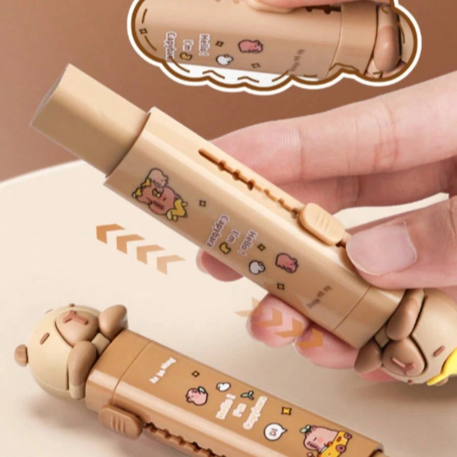 4pcs Capybara Themed Retractable Erasers| Cartoon Multi-Color Design, Push-Pull Structure| High-Quality Pencil And Pen Erasers| No Residue, Easy To Store