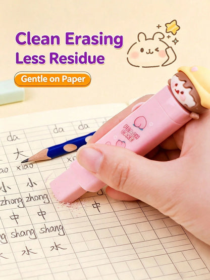 4pcs Capybara Themed Retractable Erasers| Cartoon Multi-Color Design, Push-Pull Structure| High-Quality Pencil And Pen Erasers| No Residue, Easy To Store