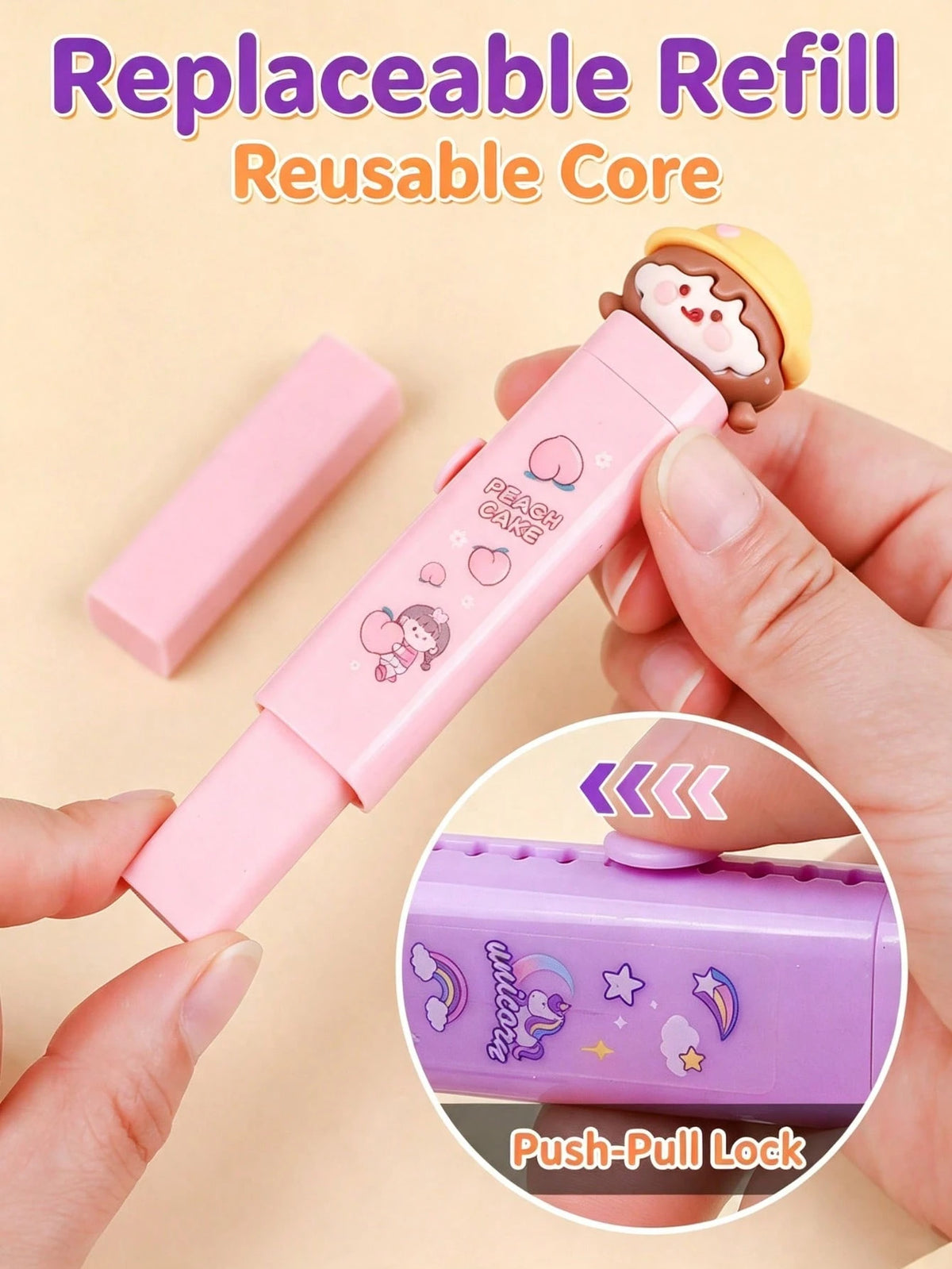 4pcs Capybara Themed Retractable Erasers| Cartoon Multi-Color Design, Push-Pull Structure| High-Quality Pencil And Pen Erasers| No Residue, Easy To Store