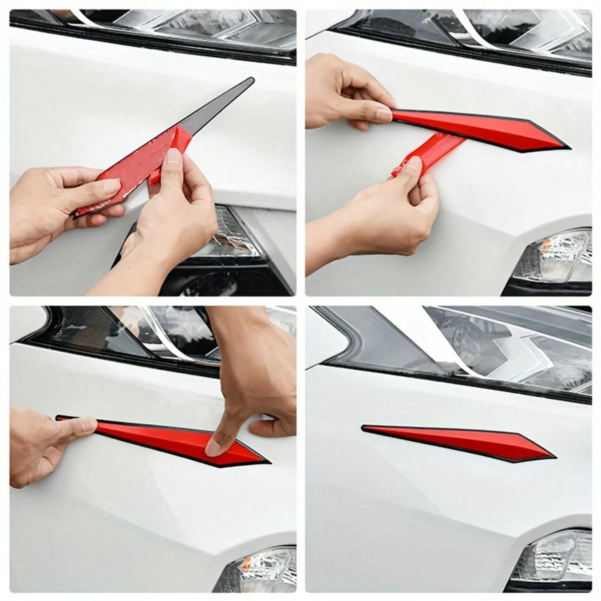 4Pcs Car Door Edge Protectors- Universal Anti-Scratch Stickers For Door Edges, Rearview Mirrors, Front/Rear Bumpers- Self-Adhesive Exterior Car Body Protection Decals For Most Cars, SUVs, Trucks- W