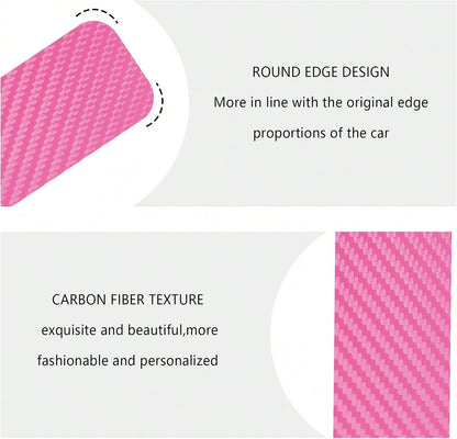 4PCS Car Door Sill Protector With Scraper,Carbon Fiber Car Door Protector Edge Guards For Front Rear Door Sills,Universal Anti-Scratch Car Door Threshold Strips (Pink)
