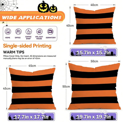 4pcs Happy Halloween Pattern Pillowcases/Cushion Covers, Single-Sided Print, Suitable For Living Room Sofa Bedroom Decoration, Without Pillow Inserts