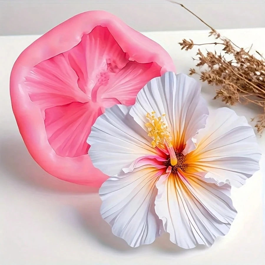 4pcs Hibiscus Flower Silicone Mold, Adopting 3D Hibiscus Flower Shape, Suitable For Handmade Soap, Gypsum, Clay And Resin. Ideal For Valentine's Day, Easter, Mother's Day And Weddings